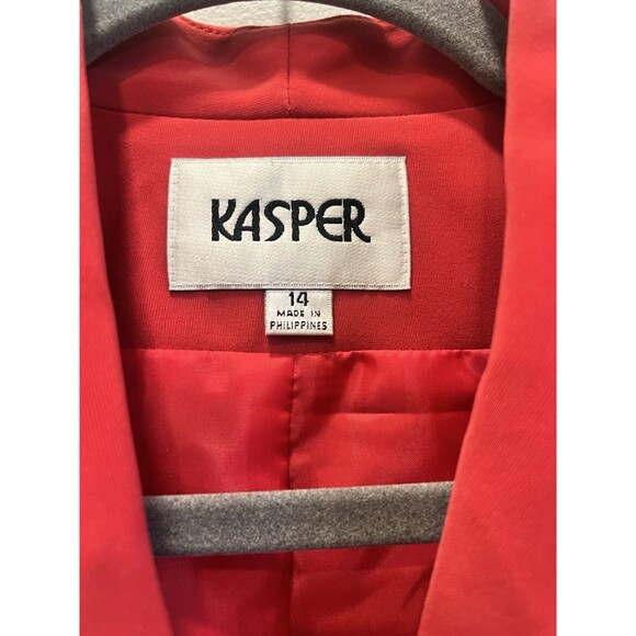 Kasper Blazer Size 14 Jacket RED Suit Pockets EXEC - Picture 2 of 6